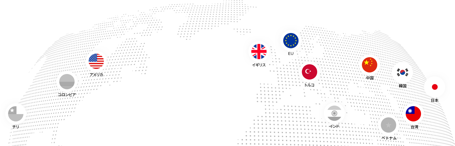 パートナーおよびクライアント:米国、英国、EU、トルコ、中国、韓国、日本、台湾 / サービスの準備:コロンビア、チリ、インド、ベトナム